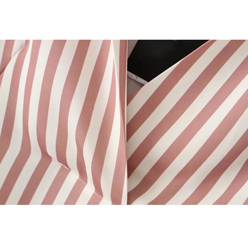 Женская Длинная блузка с вышивкой Повседневная рубашка розового цвета в полоску