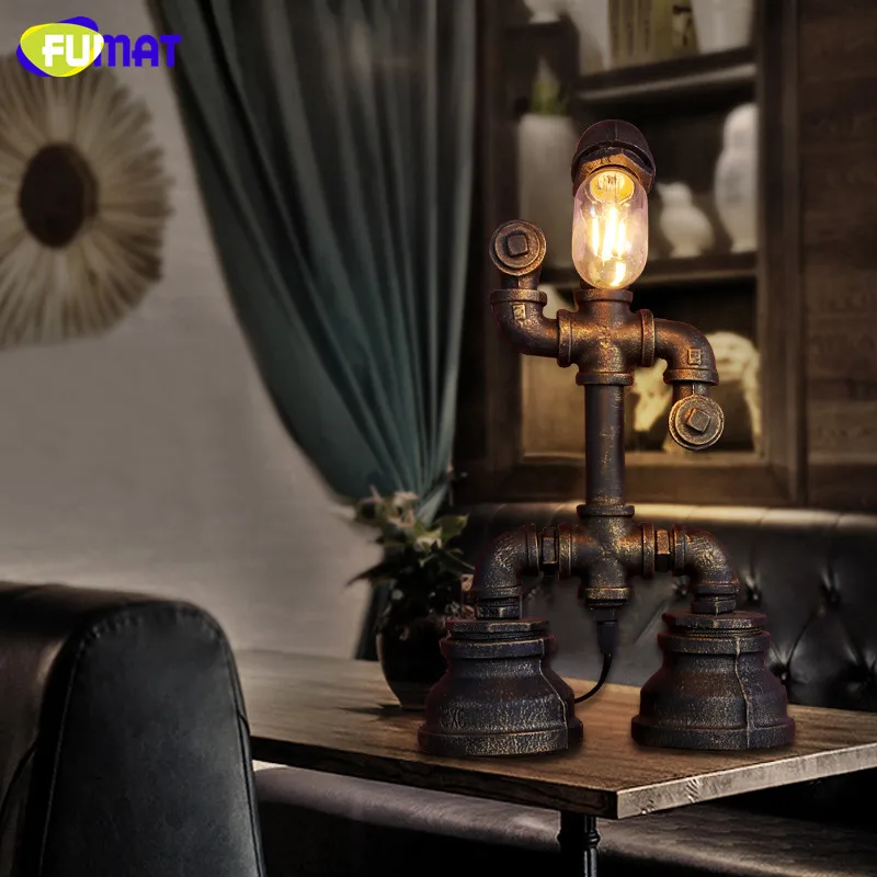Фумат Американский винтажный промышленный водопровод Настольная лампа