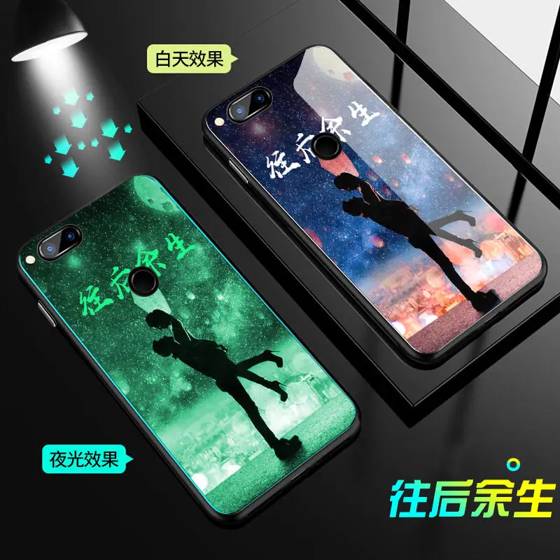 Чехол для huawei Honor 7X, чехол, светящаяся задняя крышка из закаленного стекла для huawei Honor 7A 7C Pro 8A, чехол, силиконовый чехол для телефона