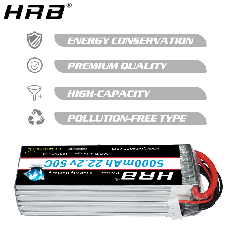 HRB 22,2 V 5000mah Lipo 6S батарея EC5 T Deans XT60 TRX XT90 для квадрокоптера FPV самолеты Багги автомобили катамаран лодка RC части 50C