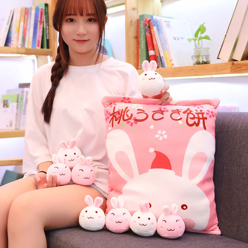 

Creative 50cm Big Bag of Lovely Bunny Pillows PP Cotton Soft Cute Rabbits Cushion Innovative Snacks Doll for Kids Children Gifts