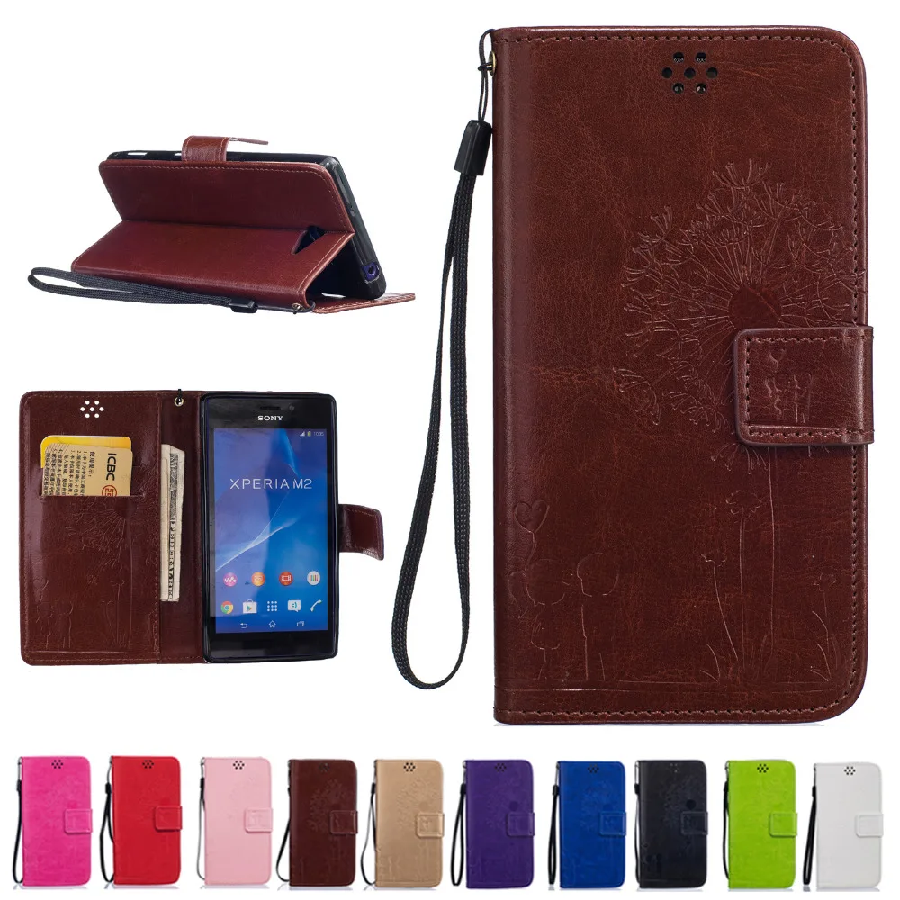 For Sony Xperia M2 Aqua Case Cartoon Pattern Card Holder Leather Wallet Flip Cover Inner TPU |