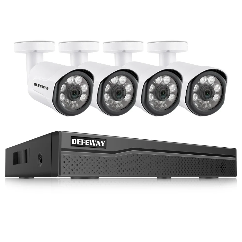 Камера видеонаблюдения DEFEWAY 8 каналов POE HD 1080P HDMI NVR 2 МП P2P 4 шт.|Система наблюдения| |