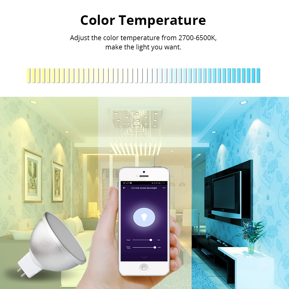 Gu5.3 Светодиодная лампа MR16 12 В Wi Fi Alexa Google Home Assistant Tuya умное управление через