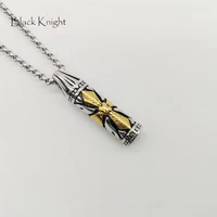 2021 aw vintage stainless steel cross cylinder pendant necklace 2 tone cameo cylinder charm hip hop necklace