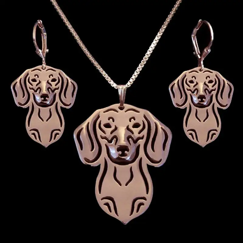 Женский металлический комплект ювелирных изделий такса|dog jewelry set|jewelry setsdrop sets |