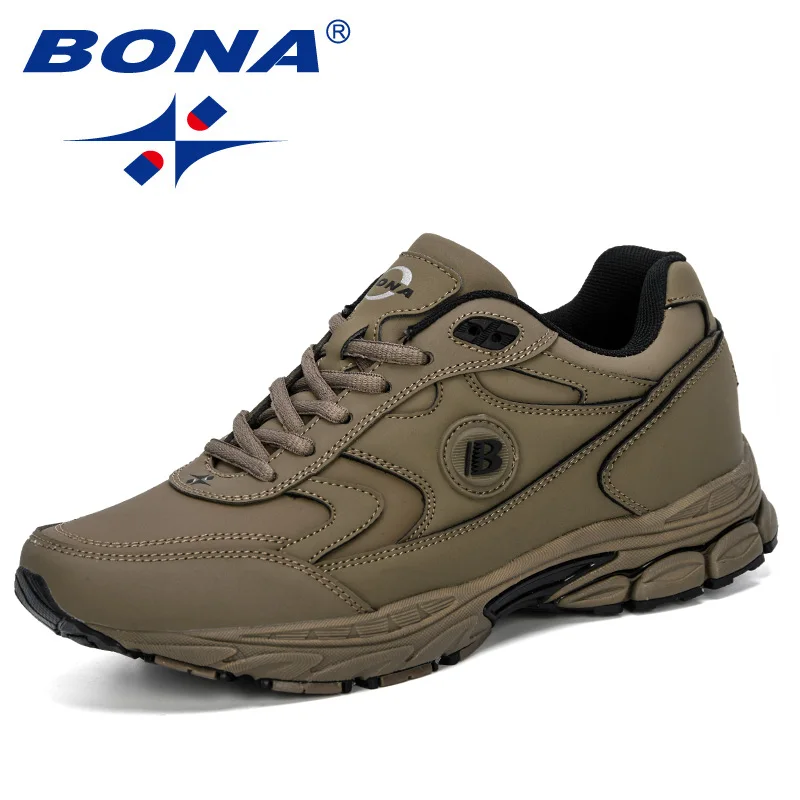 Medium grey black BONA, стиль, мужские кроссовки, дышащие, zapatillas hombre Deportiva, высокое качество, мужская обувь, трендовые кроссовки - Цвет: Medium grey black