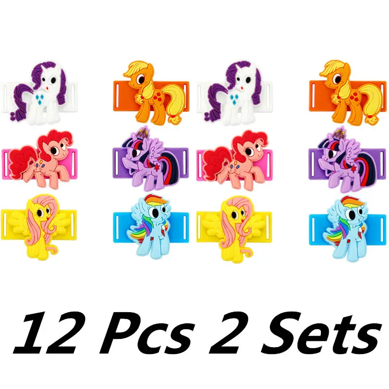 12 Pcs 2 Sets Новинка мультфильм ПВХ Радуга Единорог обувь украшения Повседневная/Спортивная обувь шнурки амулеты аксессуары для детей подарки M424 - Цвет: 12 Pcs 2 Sets