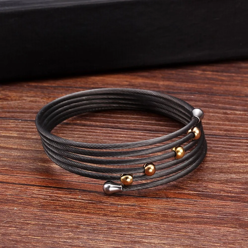 Браслет на запястье для мужчин и женщин многослойный браслет из нержавеющей