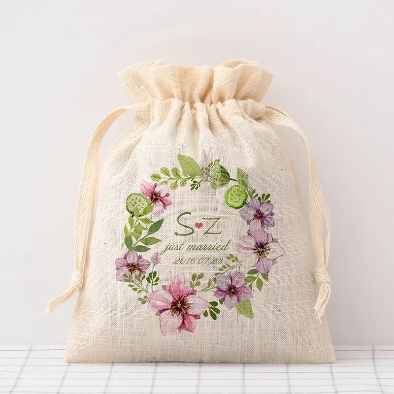 100 шт. персонализированные гирлянда Свадебная сумка для конфет Подарочная