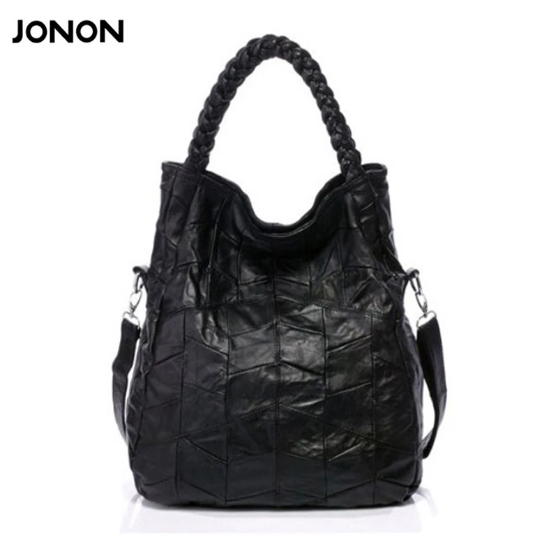 Jonon 100% Сумки из натуральной кожи настоящая овчина женские сумки Лоскутные через