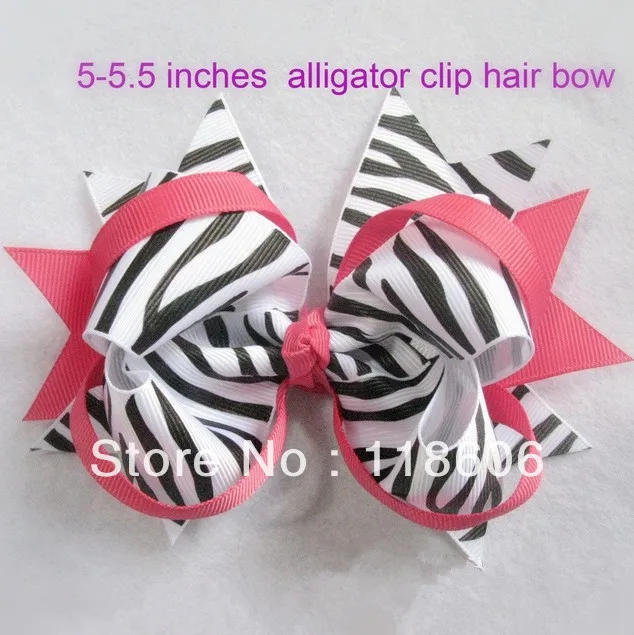 50 шт./лот светло розовый бант для волос с принтом зебры модный бутик большой