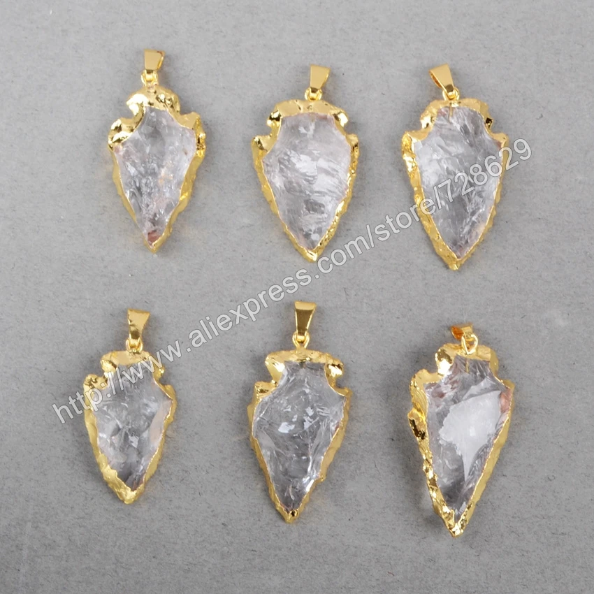 BOROSA 5 шт./лот стрелы золотой цвет белый кварцевый кулон из бисера ювелирные