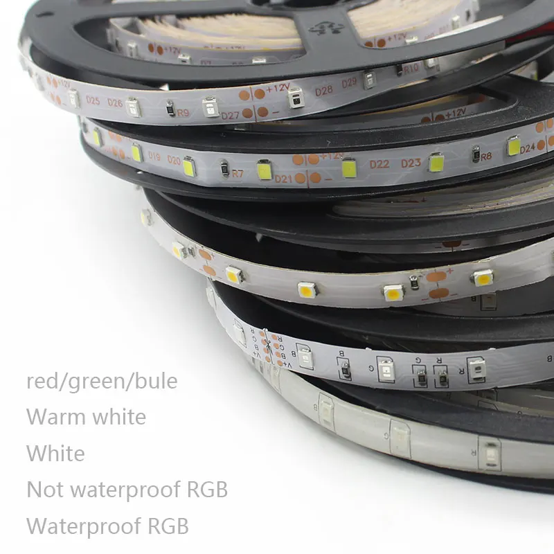 7 цветов SMD3528 RGB Светодиодная лента/лента 12 В светодиодный светильник водонепроницаемые 5 м/рулон светодиодный Рождественский светильник s