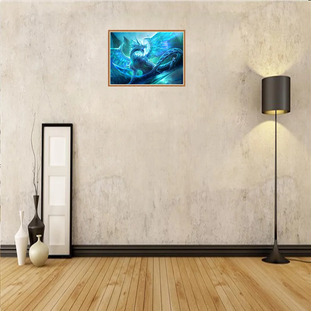 KAKUDER 5D картина с изображением Ледяного Дракона DIY спальня гостиная украшение для