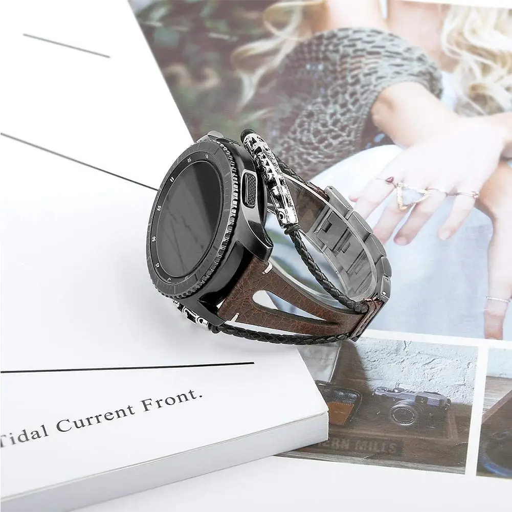 22 мм кожаный ремешок для часов samsung Galaxy Watch 46 мм/gear S3 Classic/S3 Frontier из нержавеющей стали замена браслета ремешок