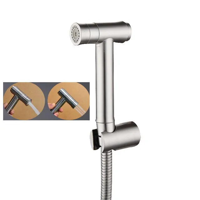 

Brushed Nickel 304 Stainless Steel Toilet Handheld Diaper Sprayer Shower Douche kit Jet Hose Holder BD299-B