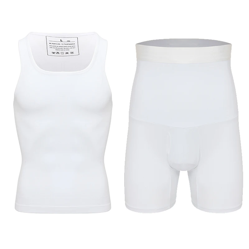White Vest Shorts VASLANDA, трусы-боксеры с высокой талией, Корректирующее Мужское нижнее белье для похудения, мягкие шорты, подштанники для увеличения живота, Короткие трусы, Корректирующее белье - Цвет: White Vest Shorts