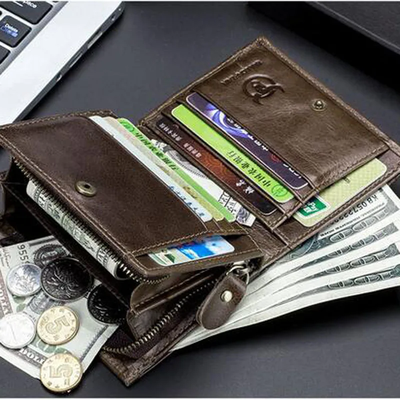 Кошелек BULLCAPTAIN мужской короткий бумажник из натуральной воловьей кожи маленький