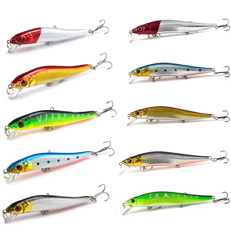10 штук жесткая Приманка Minnow приманки для ловли рыбы бас свежая соленая вода