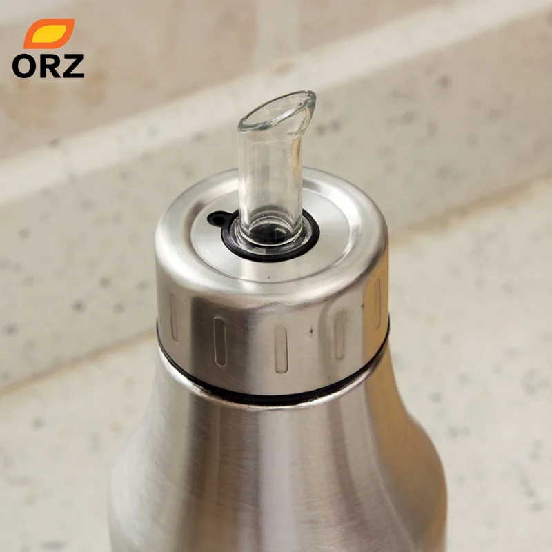 Бутылки для масла ORZ из нержавеющей стали, герметичный дозатор для оливкового масла, бутылка с капельками съедобных 500 мл, емкость для хранения масла, соуса, уксуса