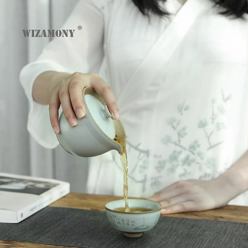WIZAMONY Китайский кунг фу чайный набор gaiwan горшок чайные чашки Ru печи фильтр кружка