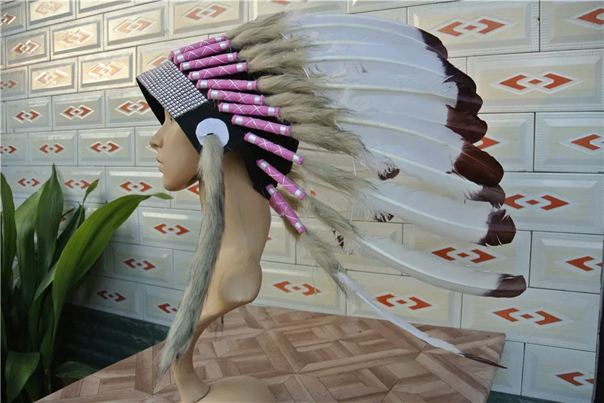 Головной убор с перьями 21 дюйм серебряной лентой головной товары для Хэллоуина и