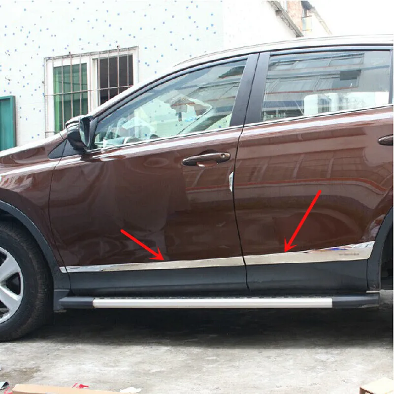 Молдинг на боковые двери для Toyota RAV4 RAV 4 2014 2015 2016 Стайлинг автомобиля боковая дверь