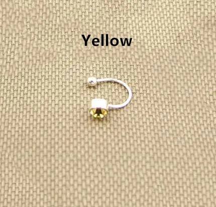 Yellow Панк 2 шт Посеребренная инкрустация 4 мм Стразы без висячих u-образных зажимов без прокалывания уха Модные Серьги пусеты ювелирные изделия Bijoux - Окраска металла: Yellow