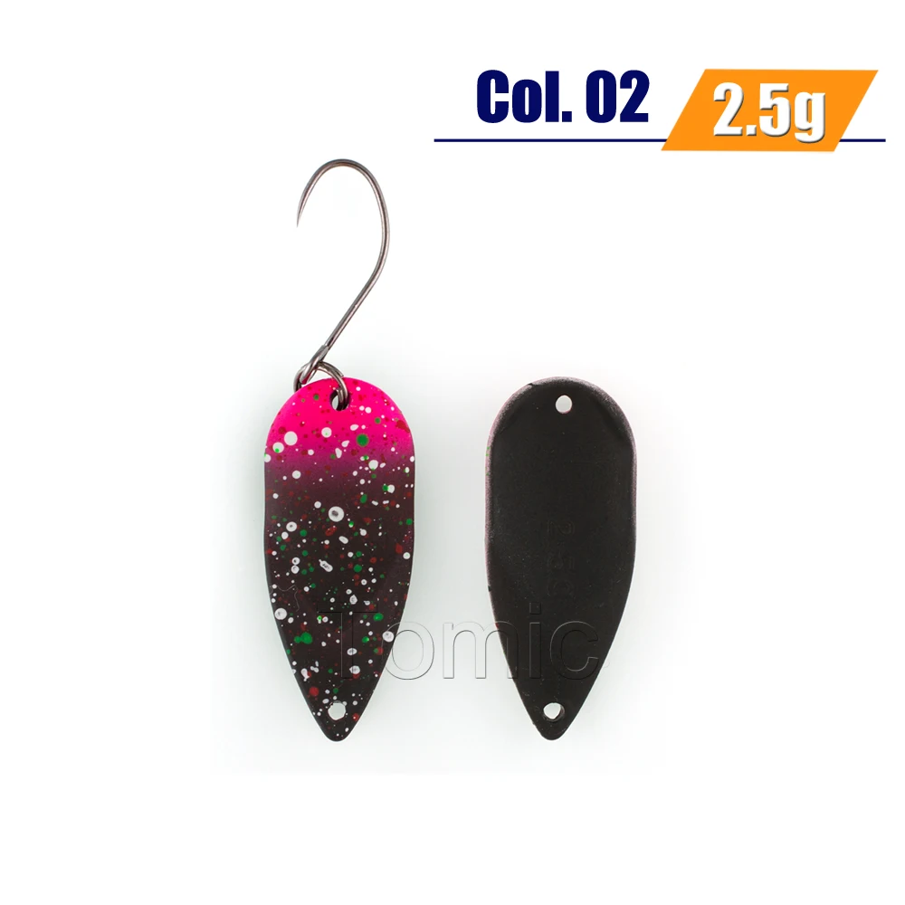 2.5g Black pink Томик 2,5 г 3,5 г микро рыболовные ложки форель ложка приманки жесткая приманка широкий воблер мигалка - Цвет: 2.5g Black pink