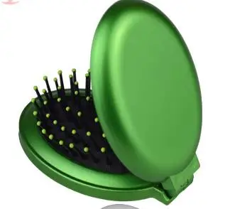Green Милая Расческа с воздушным амортизатором, складная Массажная дорожная портативная овальная щетка для волос, миниатюрное карманное зеркало, расческа - Цвет: Green