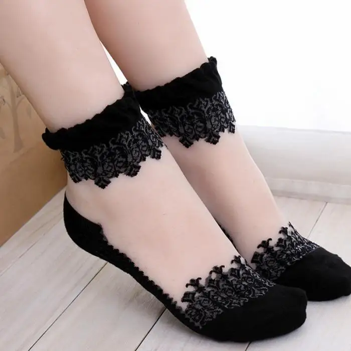 Летние сексуальные ретро кружевная Цветочная сетка женские носки для девочек эластичные модные женские мягкие короткие носки женские прозрачные шелковые ультратонкий носок