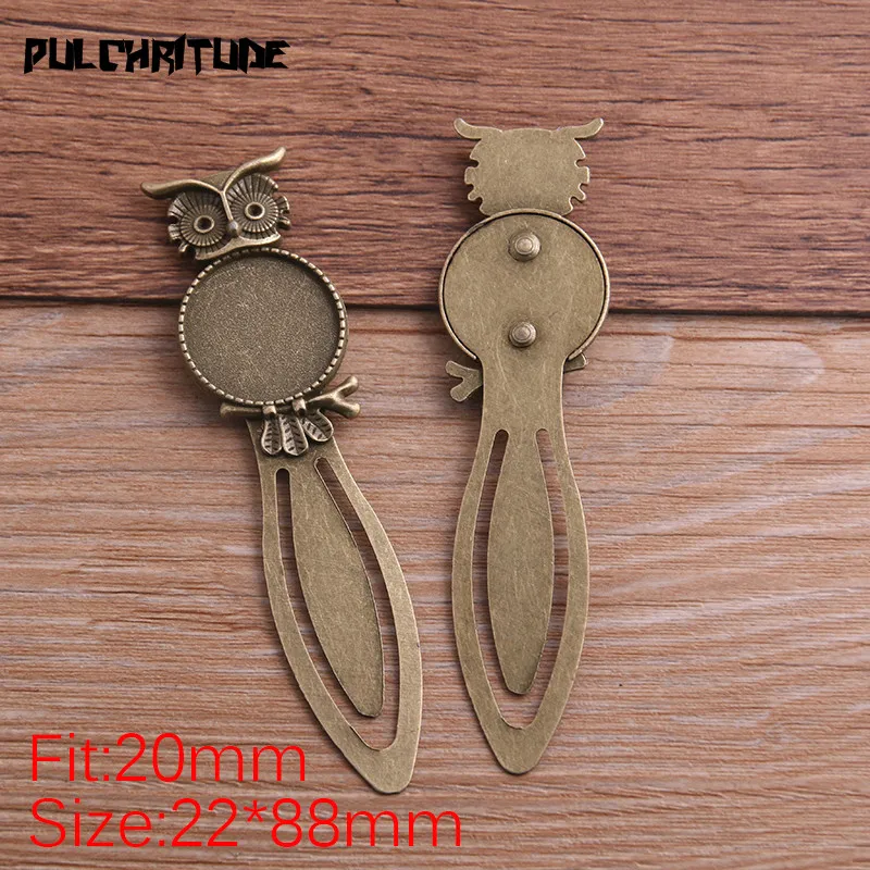 Pulchrode 2 шт три цвета 20 мм Камея стали животных закладки в виде совы круглый кабошон Настройки ювелирные изделия подвеска-заготовка