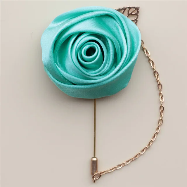 mint green WifeLai-2 шт. золотой лист цепи цвета слоновой кости атласная роза мужские костюмы булавки для корсажей Свадебные жениха корсажи и бутоньерки XH0273-17 - Цвет: mint green