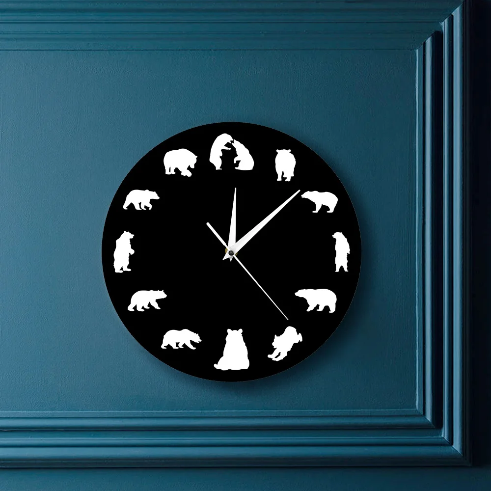Настенные часы с медведем гризли для детской комнаты минималистичные настенные