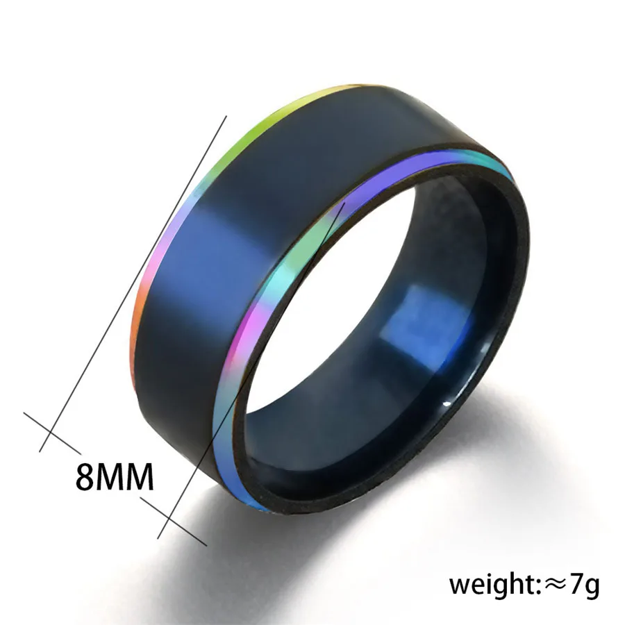 Простые черные мужские кольца 8 мм разноцветные из титановой стали ювелирные