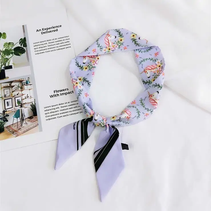 Модный женский шарф косынка в полоску с узким принтом милая повязка на голову