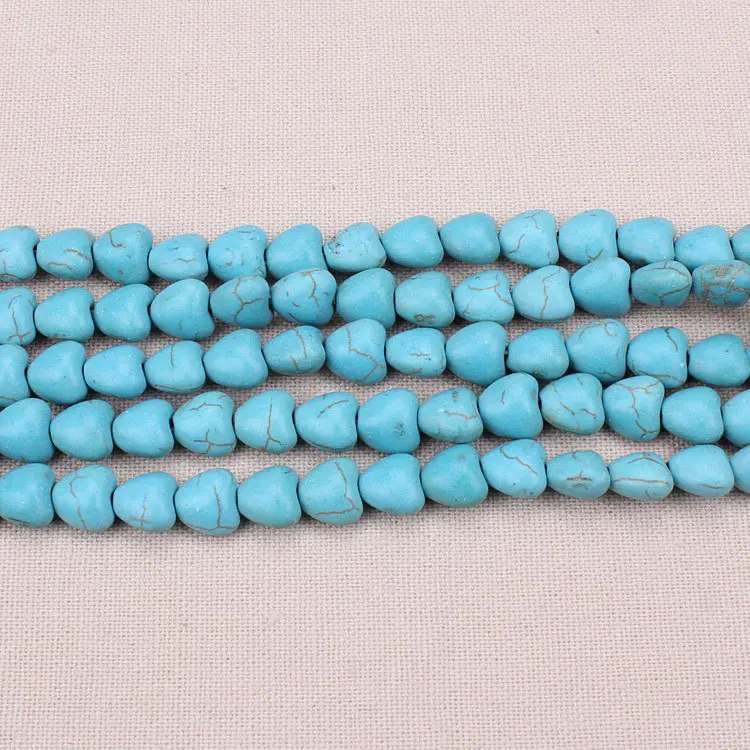 54 шт./нитка 8*8 см в полоску с голубым сердечком из натурального камня свободные