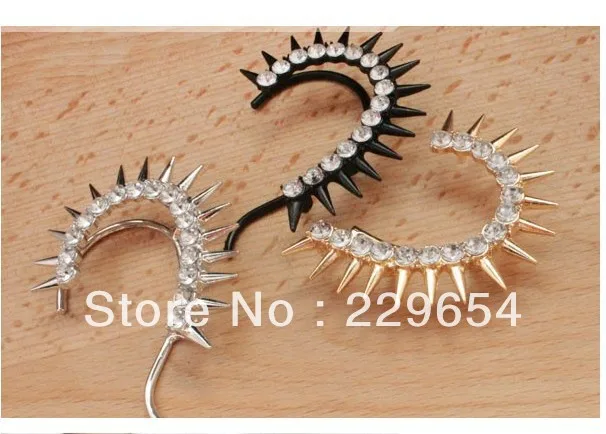 (Mixed order over $ 15 minus 2)New Design Punk Rock Metal Golden Rivet Rhinestone Left Ear Ear-hook Earring | Украшения и