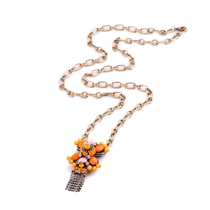 Горячая Распродажа длинное ожерелье с цепочкой из смолы стекло цинковый сплав