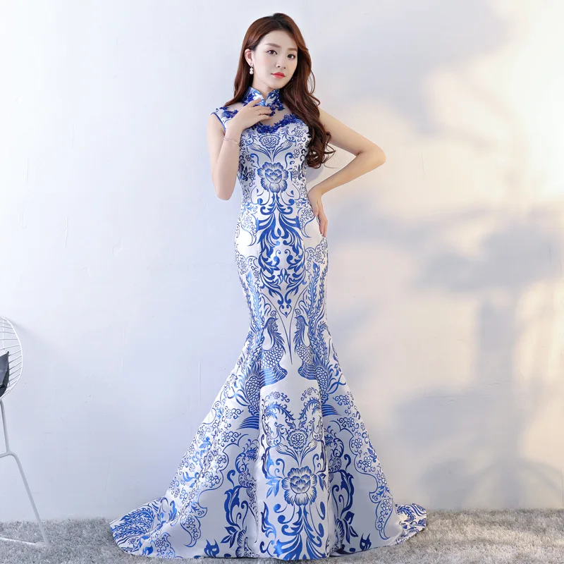 Chinese Style Wedding Long Cheongsam Retro Sexy Slim Party Evening Dress Marriage Gown Qipao Fashion Lady Clothes Vestidos S-XXL