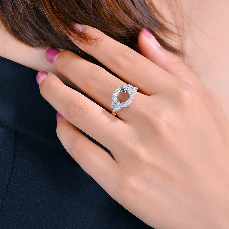 Caimao 8.5mm Cushion cut 0.43ct Baguette and Round Diamond 14k White Yellow Gold Ring | Украшения и аксессуары