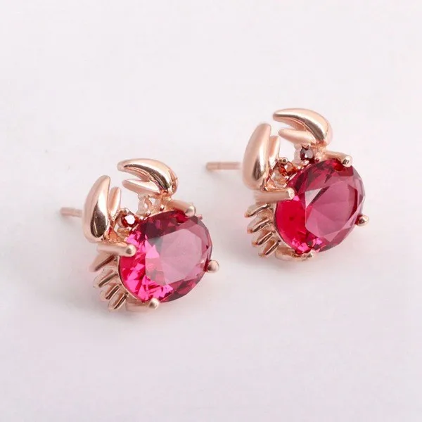 Маленькие серьги в форме краба для девочек гвоздики из розового золота с