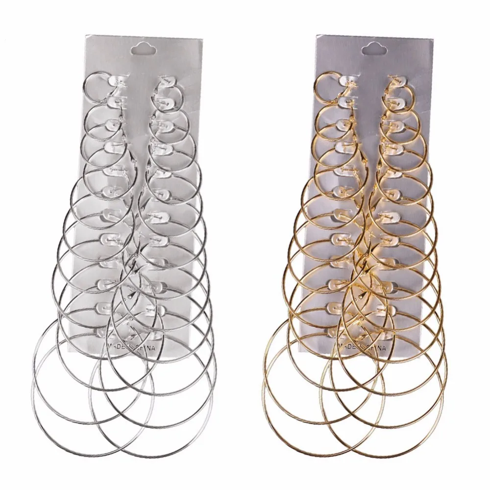 12 пар/компл. Винтаж Большой круг обруч серьги комплект ювелирных изделий для