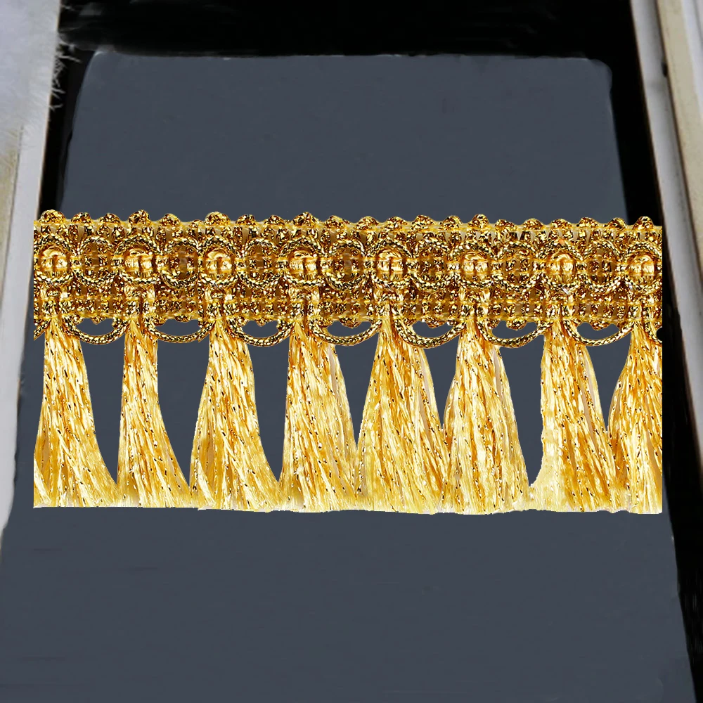 

10y Gold Silver Braided Fringe Tassel Lace Ribbon Trim Band Trimming DIYfor Clothes Curtain Decorated Sewing Accessories T2729