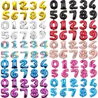 Шары цифровые золотистыесеребристые, 1632 дюйма, с цифрами воздушный шар из фольги, для свадьбы, дня рождения, украшения детский душ