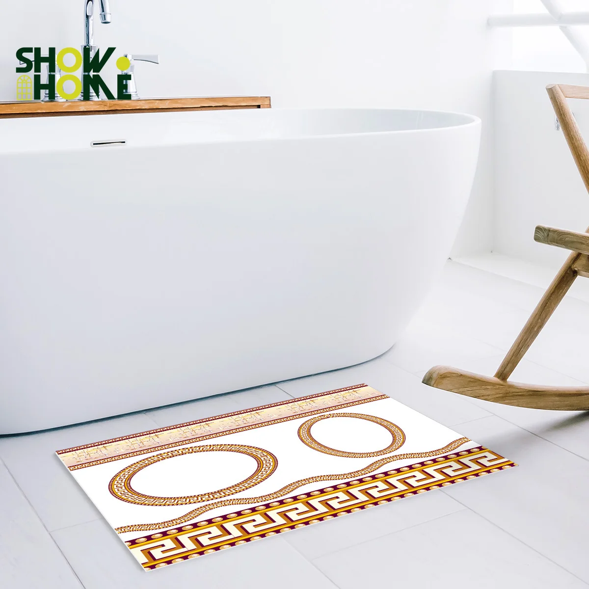 Showhome греческий этнический круглый геометрический Коврик для ванной комнаты с