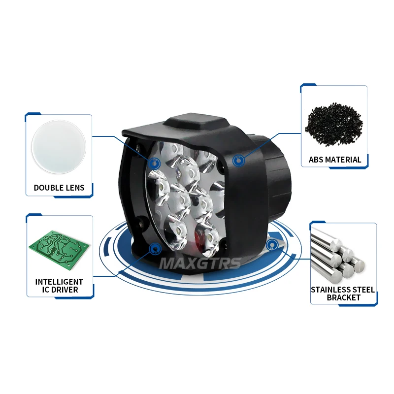 Maxgtrs мотоцикл светодиодные фары Лампа 15 Вт 1500Lm Скутеры туман Spotlight 6500 К Белый DRL