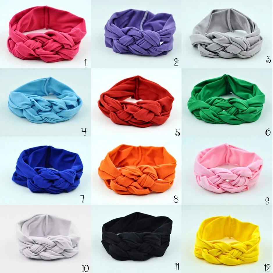 

Повязка на голову с узлом для новорожденных, вязаные повязки на голову для мальчиков и девочек, 9 цветов на выбор