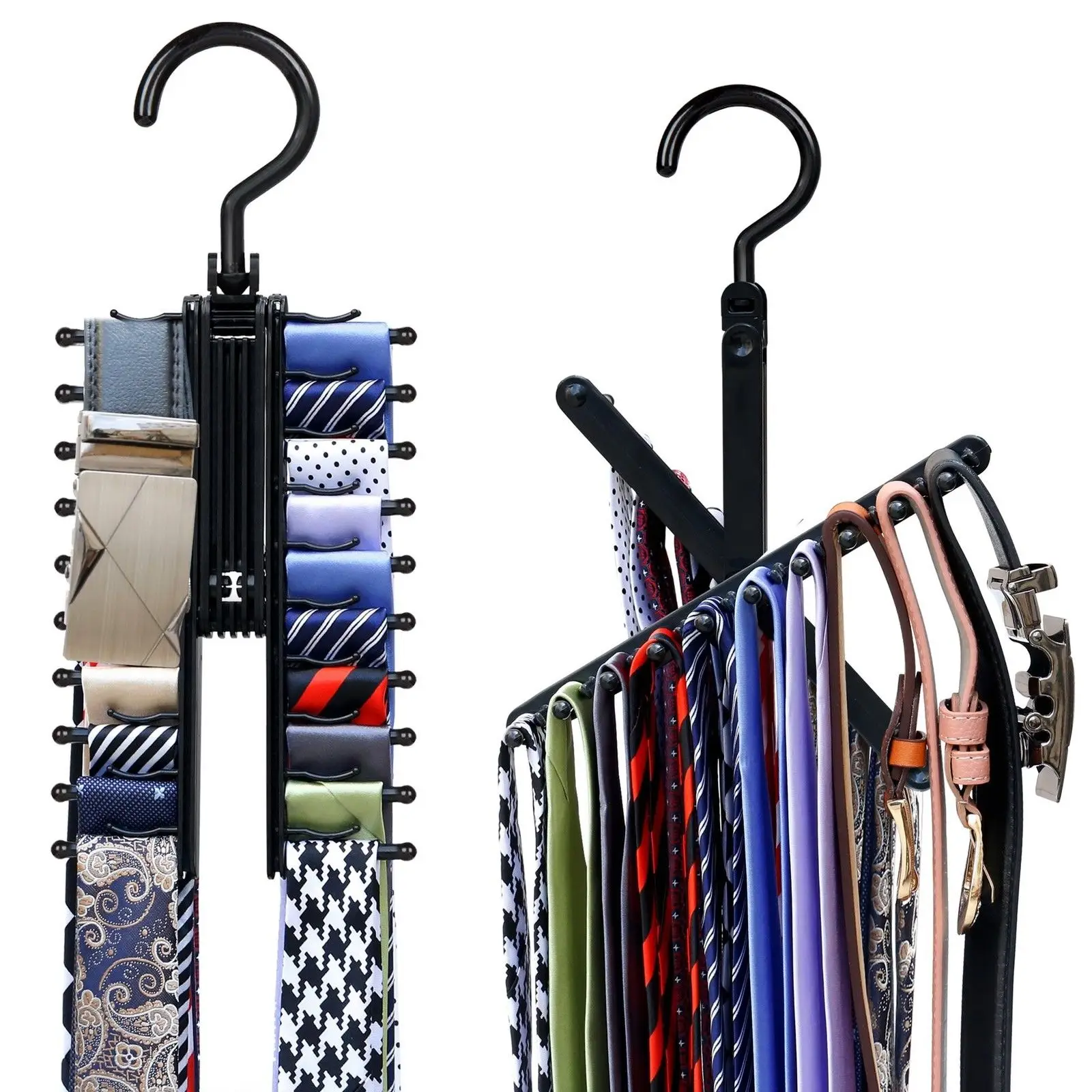 Adjustable 360 Degree Rotating Tie Rack Belt Scarf Neckties Hanger Holder Multifunctional Closet Organizer Top Quality | Дом и сад